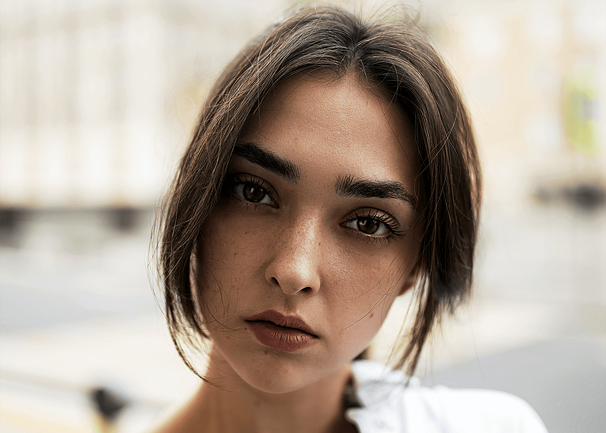 Serious Girl Showing Great Eyebrows