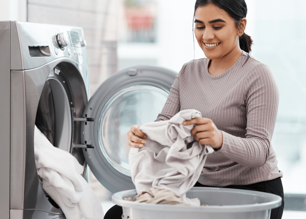 Woman Washing Clothes Lip Gloss Stains