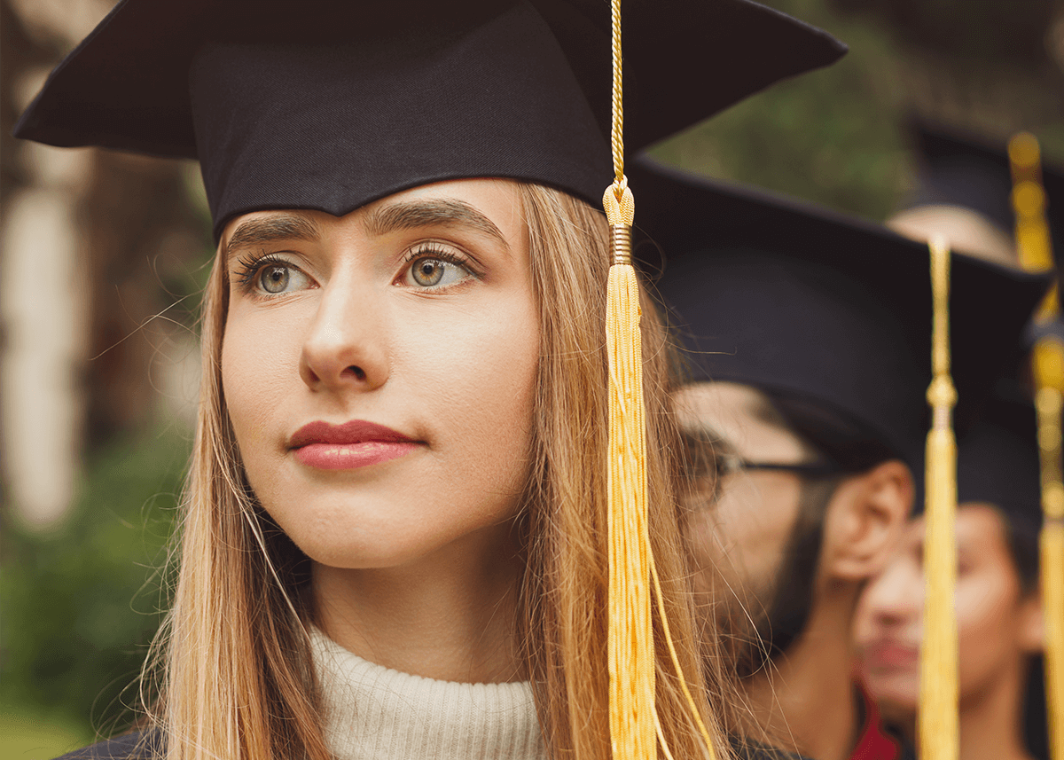 Young Serious Woman Graduation Makeup