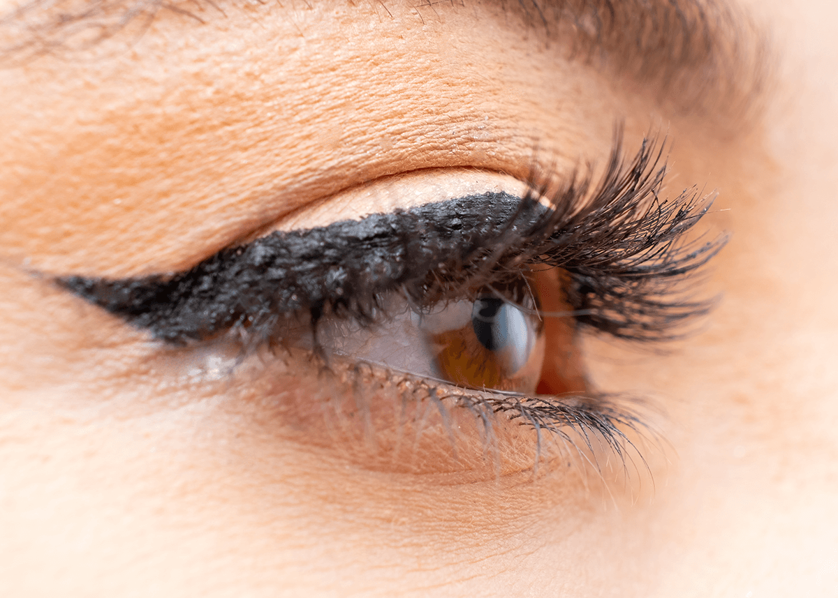 Closeup of girl with Winged Eyeliner