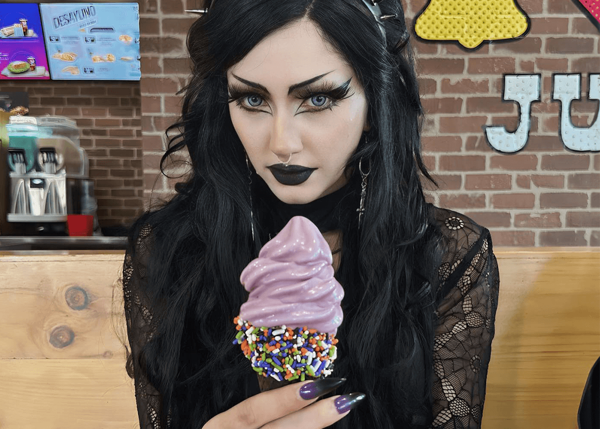 A woman wearing goth makeup for special occasions