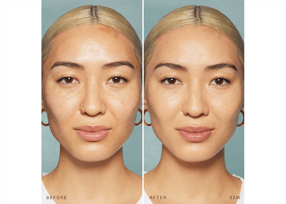 rare beauty tinted moisturizer before and after