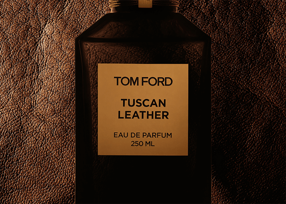 tom ford tuscan leather close up shot